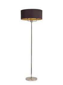 DK0893  Banyan 45cm 3 Light Floor Lamp Polished Nickel; Midnight Black